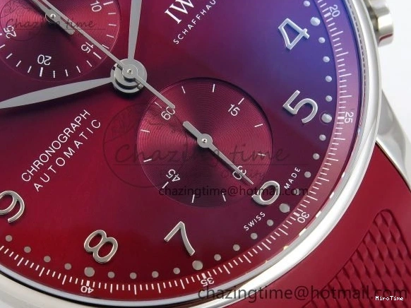 MIROTIME 0301 Reliable Portuguese Chrono IW3716 Z+F 1:1 Best Edition Red Dial on Red Rubber Strap A 7015